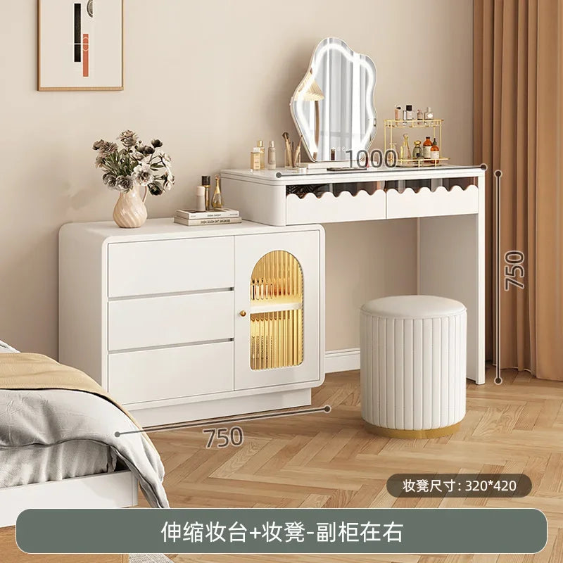 Modern Simple Makeup Table Household Bedroom Writing Desk Corner Desk Integrated Makeup Table