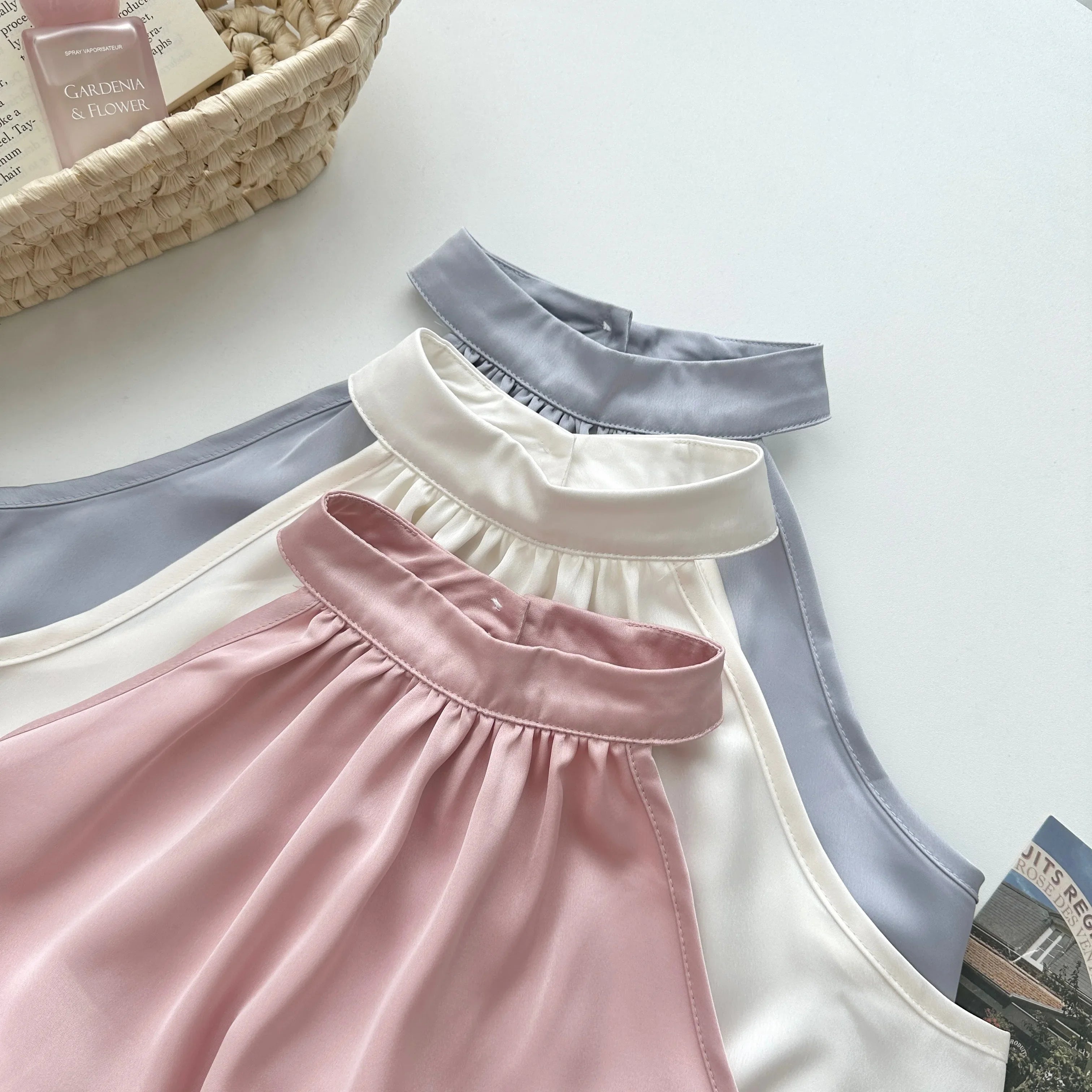 Sweet Hot Girl Casual Suit Women's Summer Satin Sleeveless Top High Waist Long Skirt Two-piece Set Fashion Female Clothes