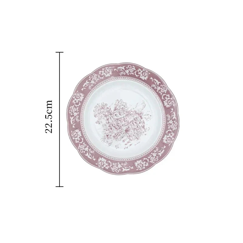 Purple Ceramic Plate Retro French Style Exquisite Dining Plates Home High End Tableware