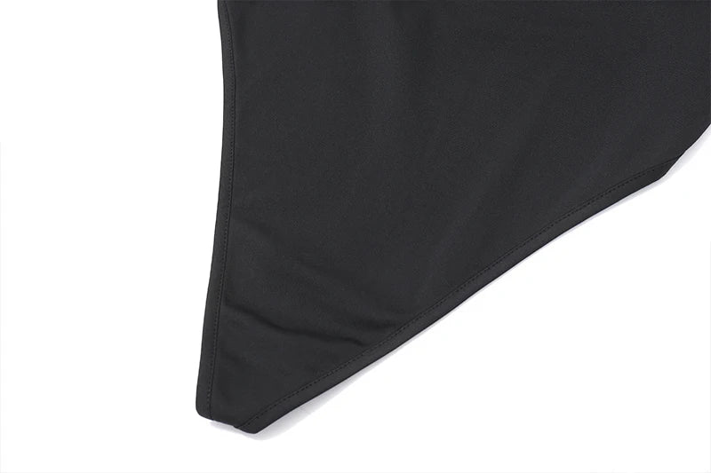 Sexy Lingerie Solid Backless Bodysuit Y2K Square-neck Long Sleeve Bodycon