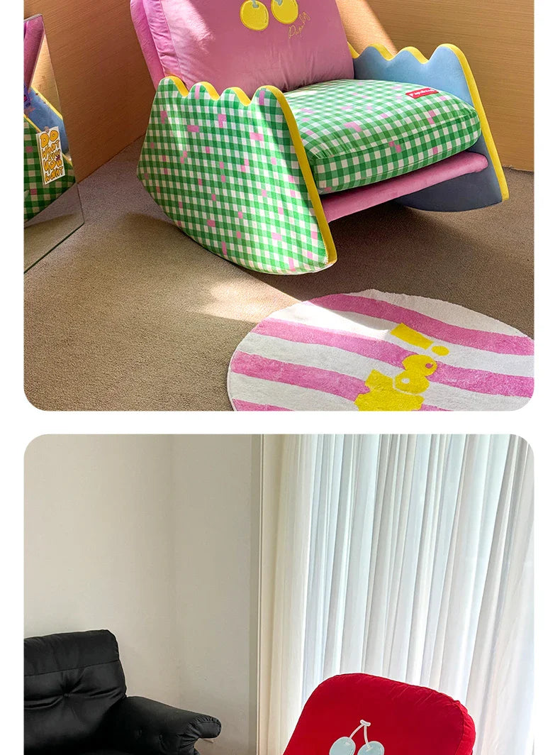 Modern Living Room Chairs Fabric Garden Relax Rocking Chair Lounge Bedroom Comfy Home Furniture