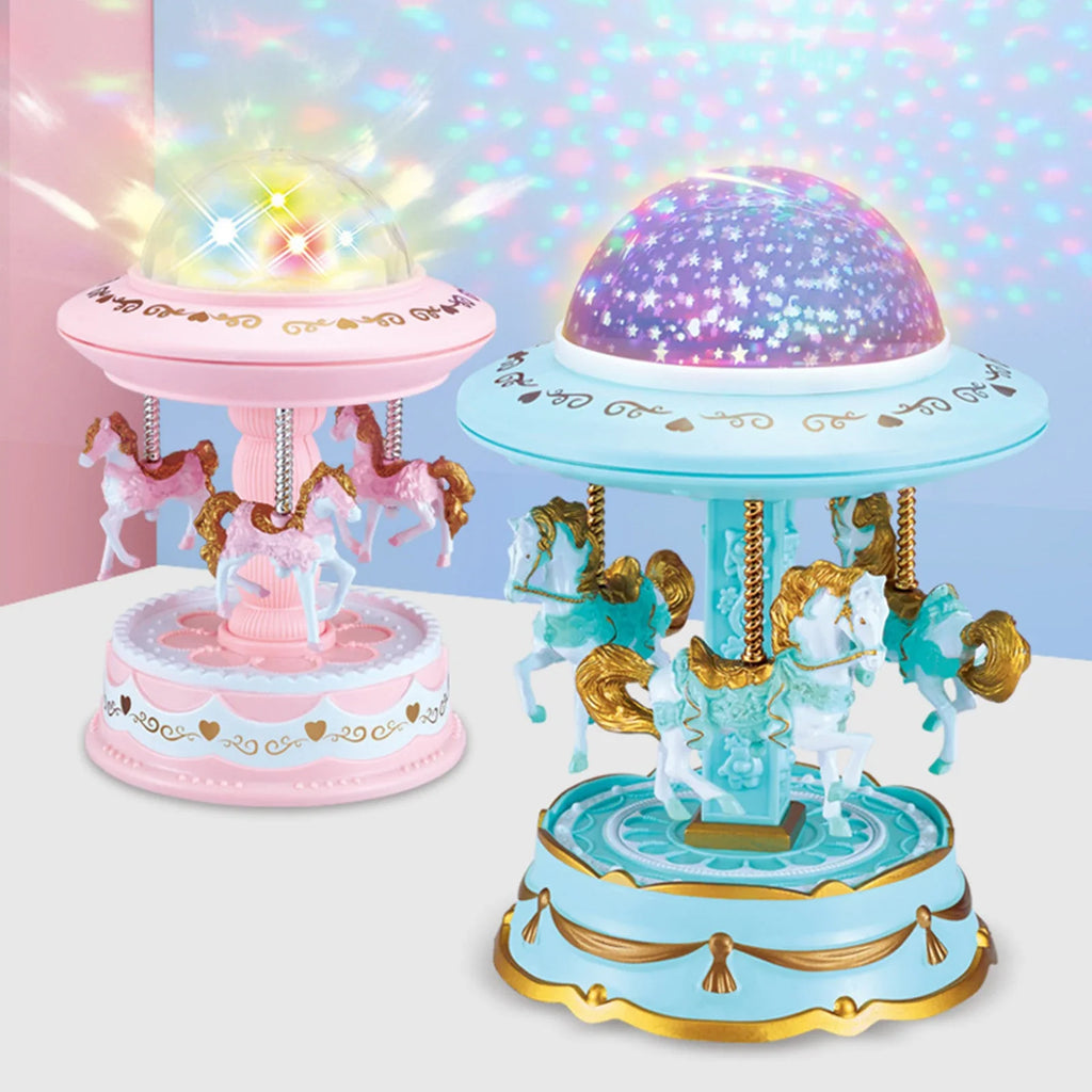 New Carousel Horse Music Box Resin Merry-go-round Musicical Box Home Desktop Decoration