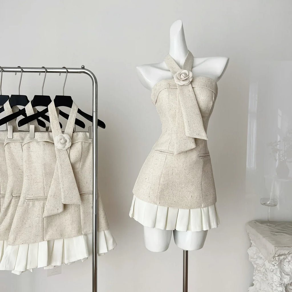 Halter Neck Dress Mini Frock Evening Shoujo One-Piece Gown