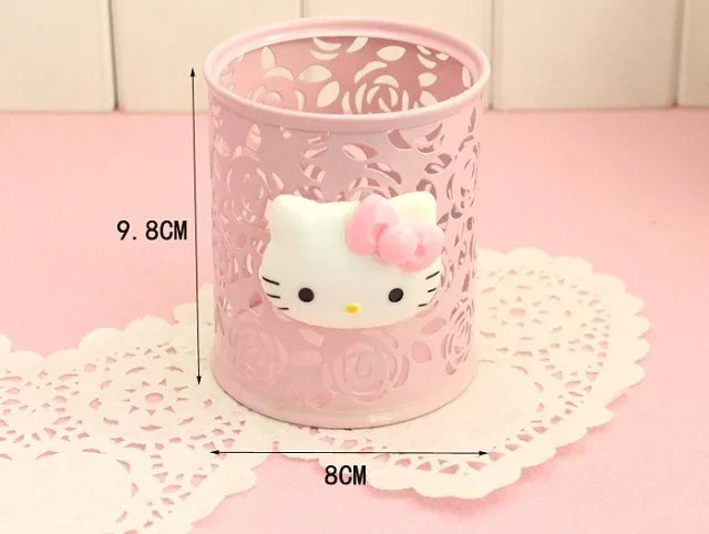 Hello Kitty Sanrio Animation Peripheral Cartoon Children's Pen Holder Creative Kawaii Desktop Storage Box Ornaments