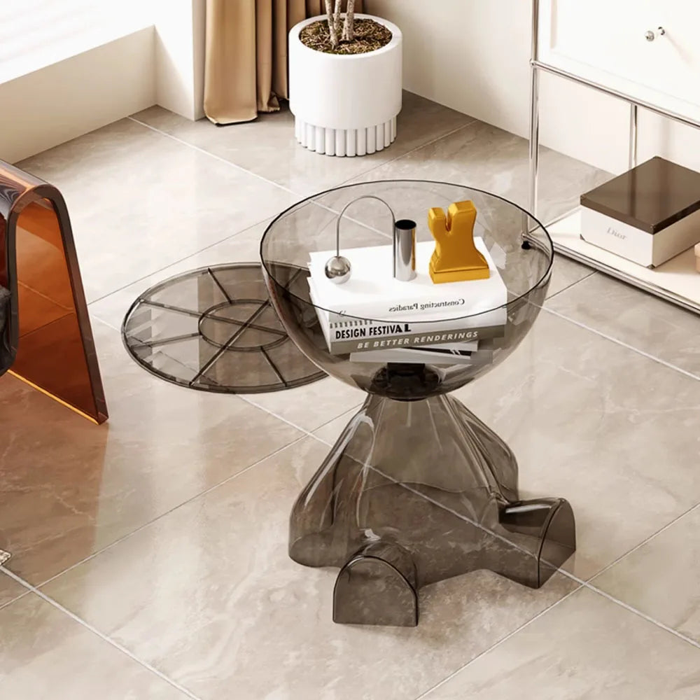 Transparent Advanced Small flat head coffee table cream style, home living room sofa side table table, round side table
