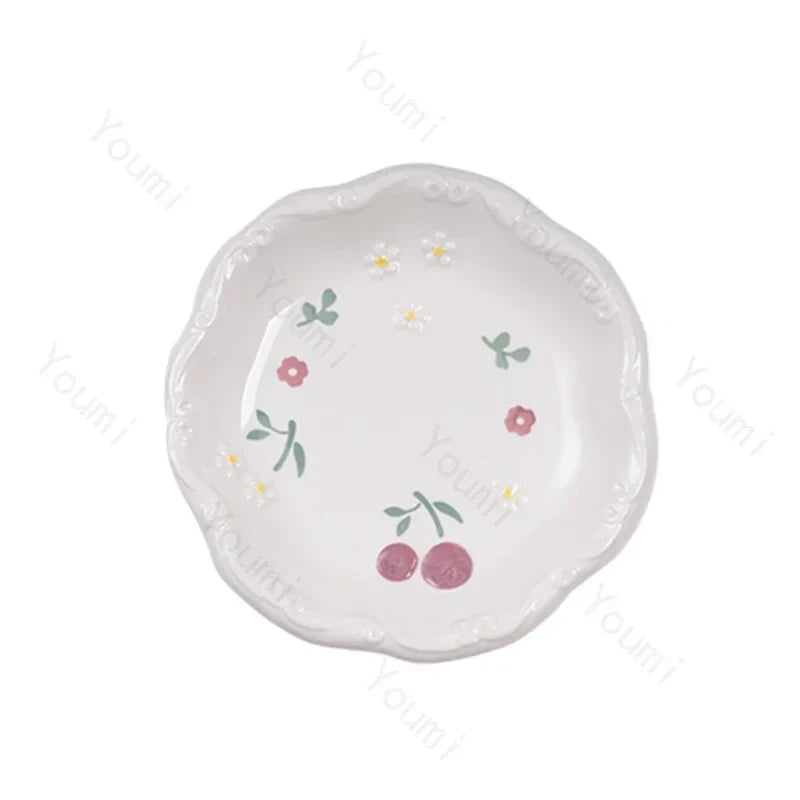 Light Luxury Ceramic Plate Sweet Lovely Dessert Salad Plate Delicious Dishes Dining Plates Exquisite Tableware