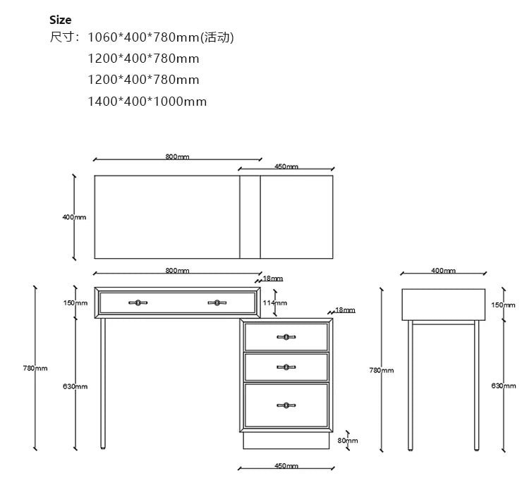 Vanity Bedroom Table Cosmetics Garden Desk Storage Dressing Table Chair Jewelry Living Room Home Furniture