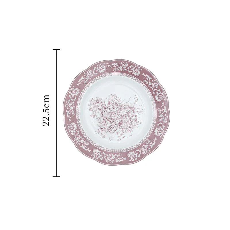 Purple Ceramic Plate Retro French Style Exquisite Dining Plates Home High End Tableware