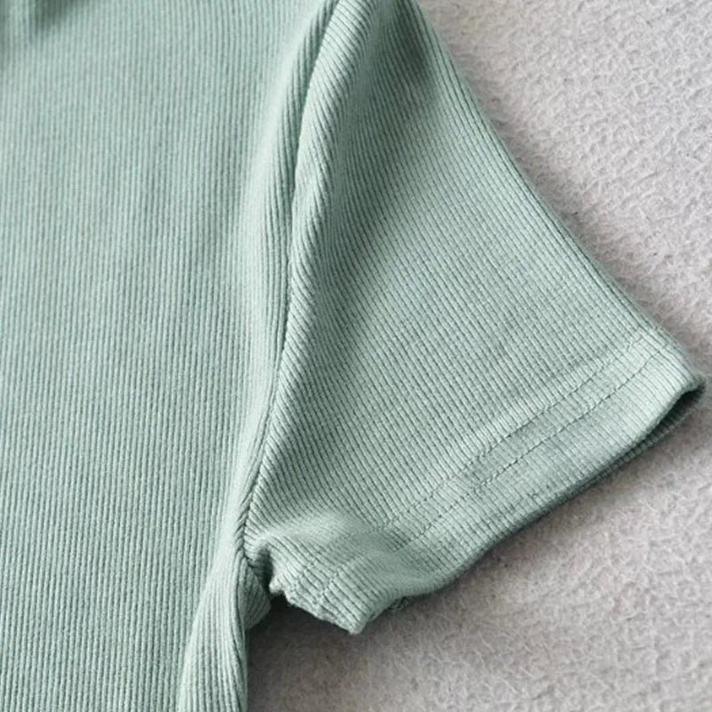 Summer Woman Skinny Fit T-shirt Tight Short-Sleeve O-neck Tee Basic Solid Crop Tops T Shirt