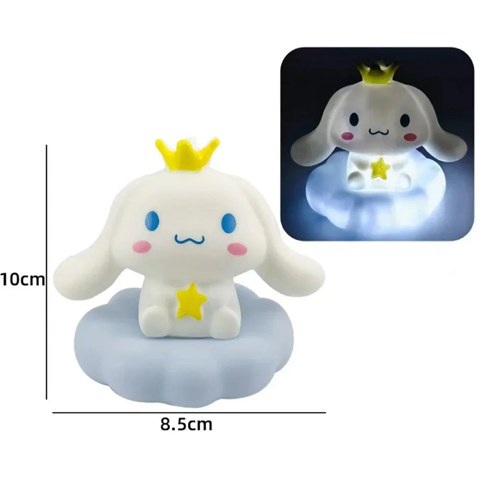 Kawaii Sanrios Night Light Enamel Cloud Cartoon Kuromi Cinnamoroll Pochacco Small Table Light Illuminating Decoration