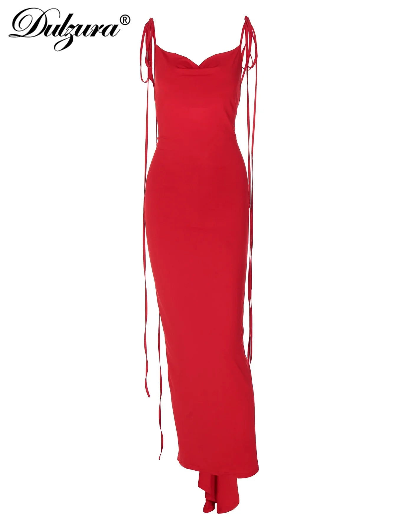 Sexy Backless Maxi Dress Women Spaghetti Strap Lace Up Solid