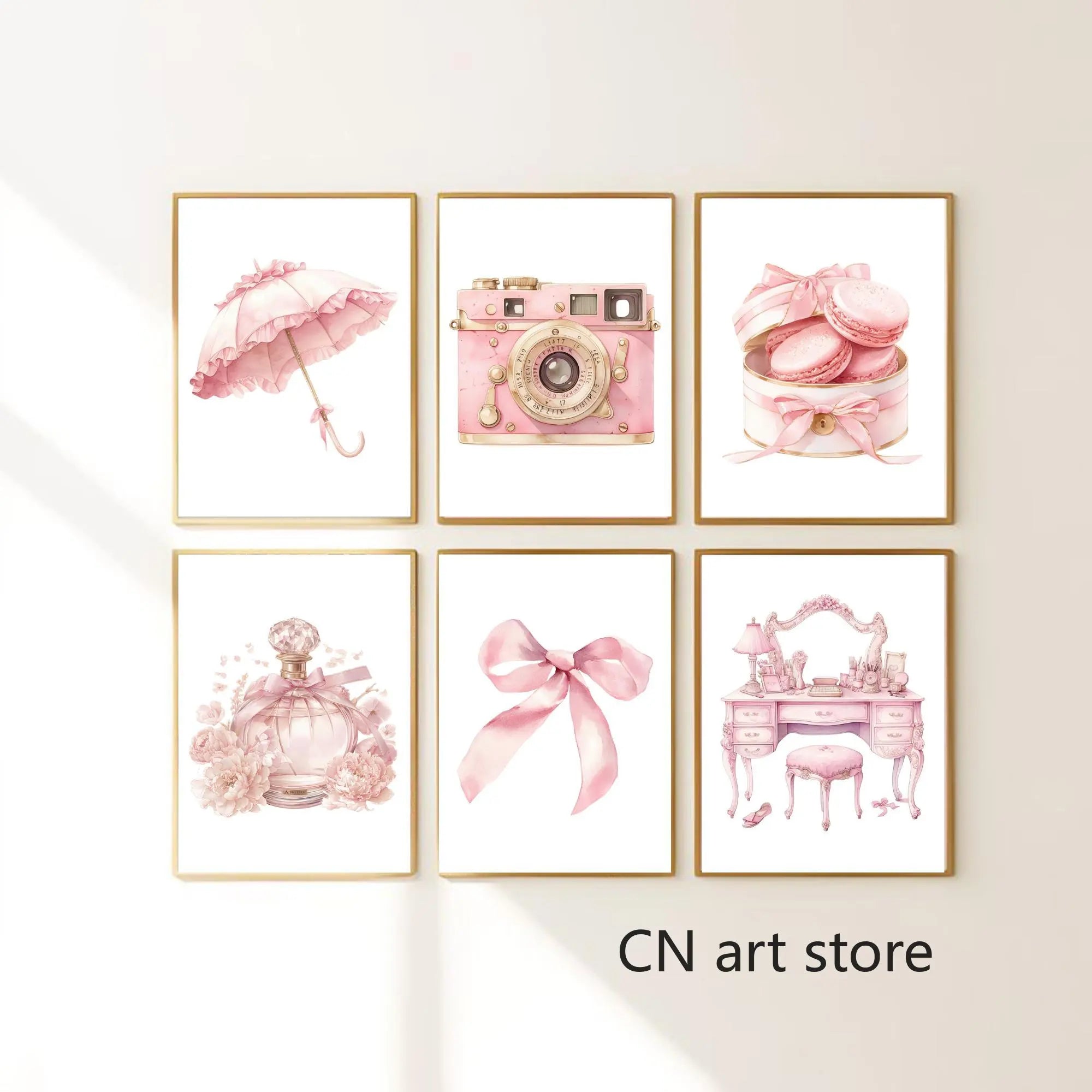 Pink Aesthetic Elegant Vintage Feminine Chic Bow-knot Art Poster Canvas Painting Wall Prints Picture for Living Room Home Decor