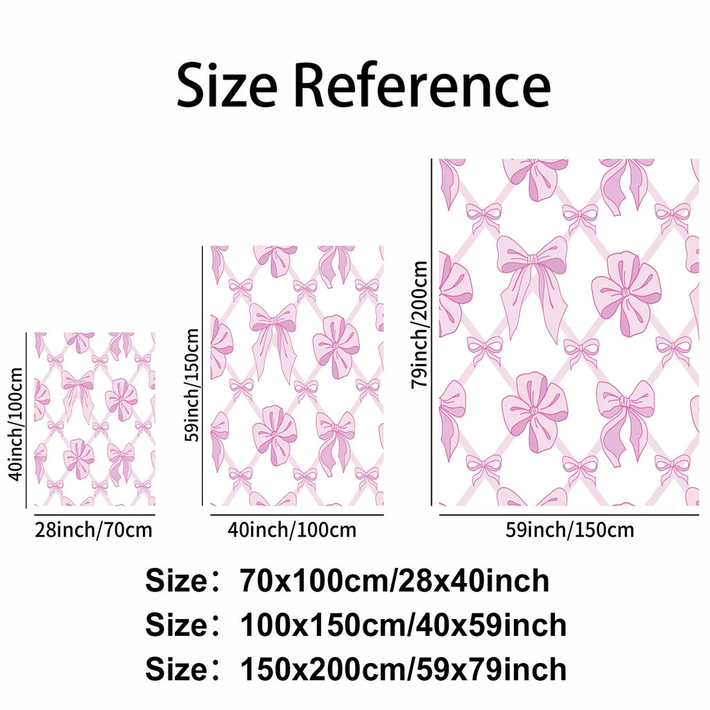 Pink Bow Blanket, Flannel Decorative Blanket, Bedding Accessories, Soft Cozy Warm Blanket