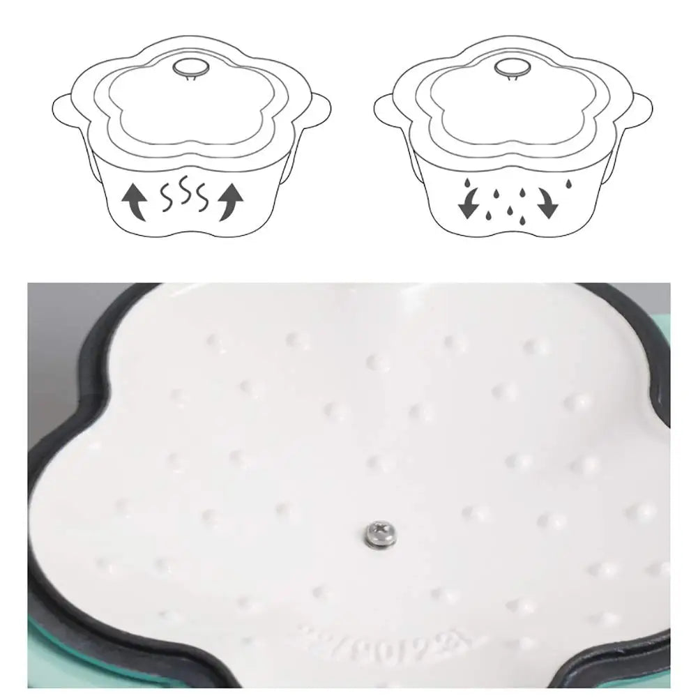 Petal Cast Iron Dutch Oven Binaural Enamel Pot for Bake Bread and Casserole Dish Braising With Lid For All Heat Source
