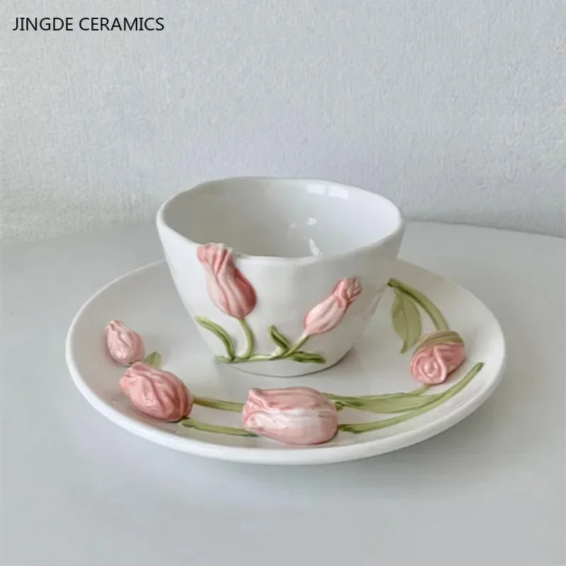 Exquisite Tulip Ceramic Plate High Appearance French Tableware
