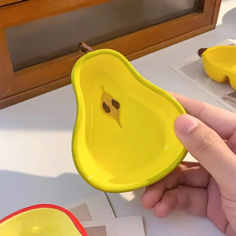 Cute Ceramic Dish Plates Fun Fruit Shape Snack Plate - Serving Small Plate