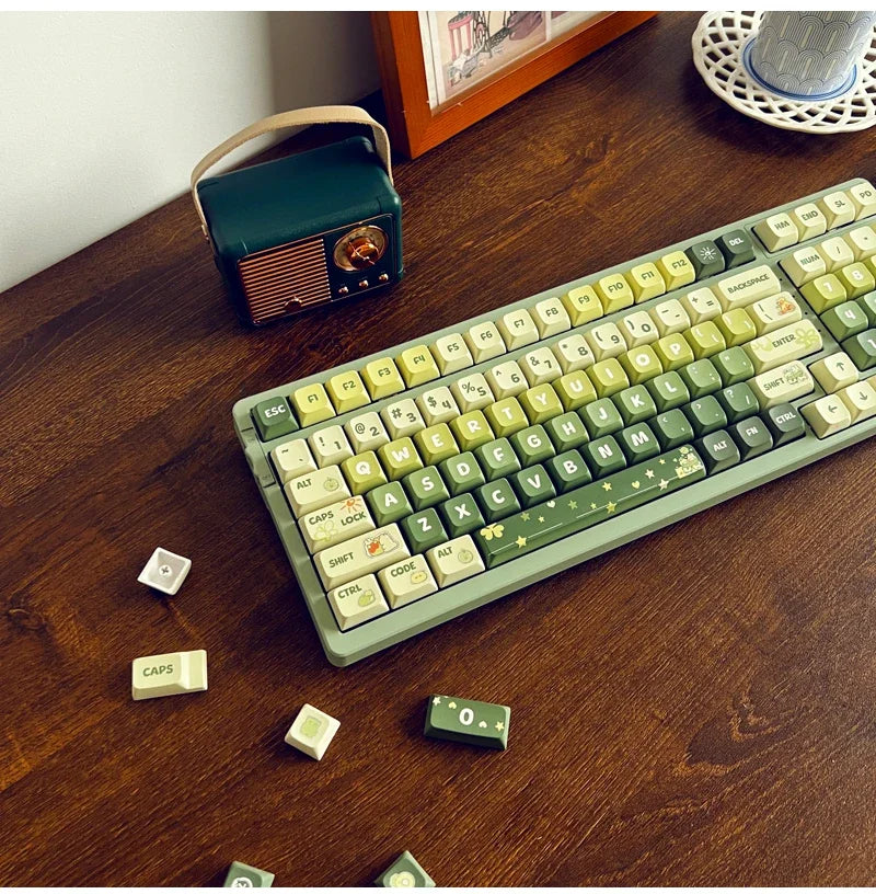 Matcha Green Keycap 133Keys Simple PBT XDA Highly Sublimated Mechanical Keyboard Universal Cartoon Rabbit Puppy Keycaps