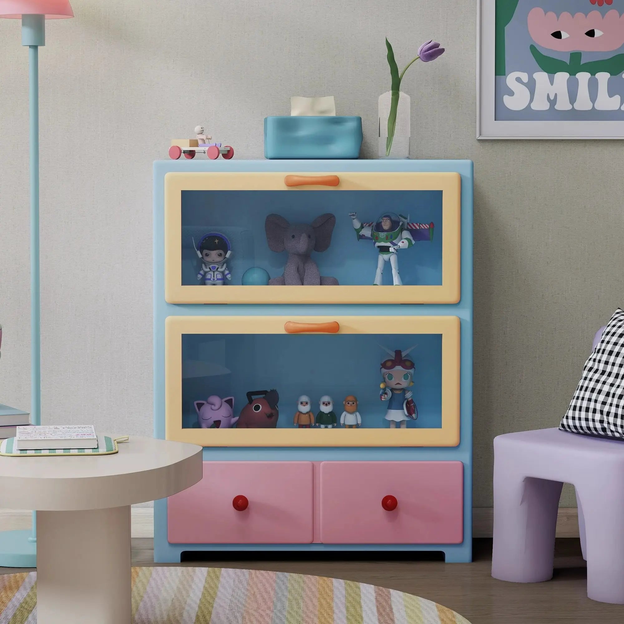 Barbie Pink Hand Office Storage Closet Living Room Storage Cupboard Modern Display Side Cupboard