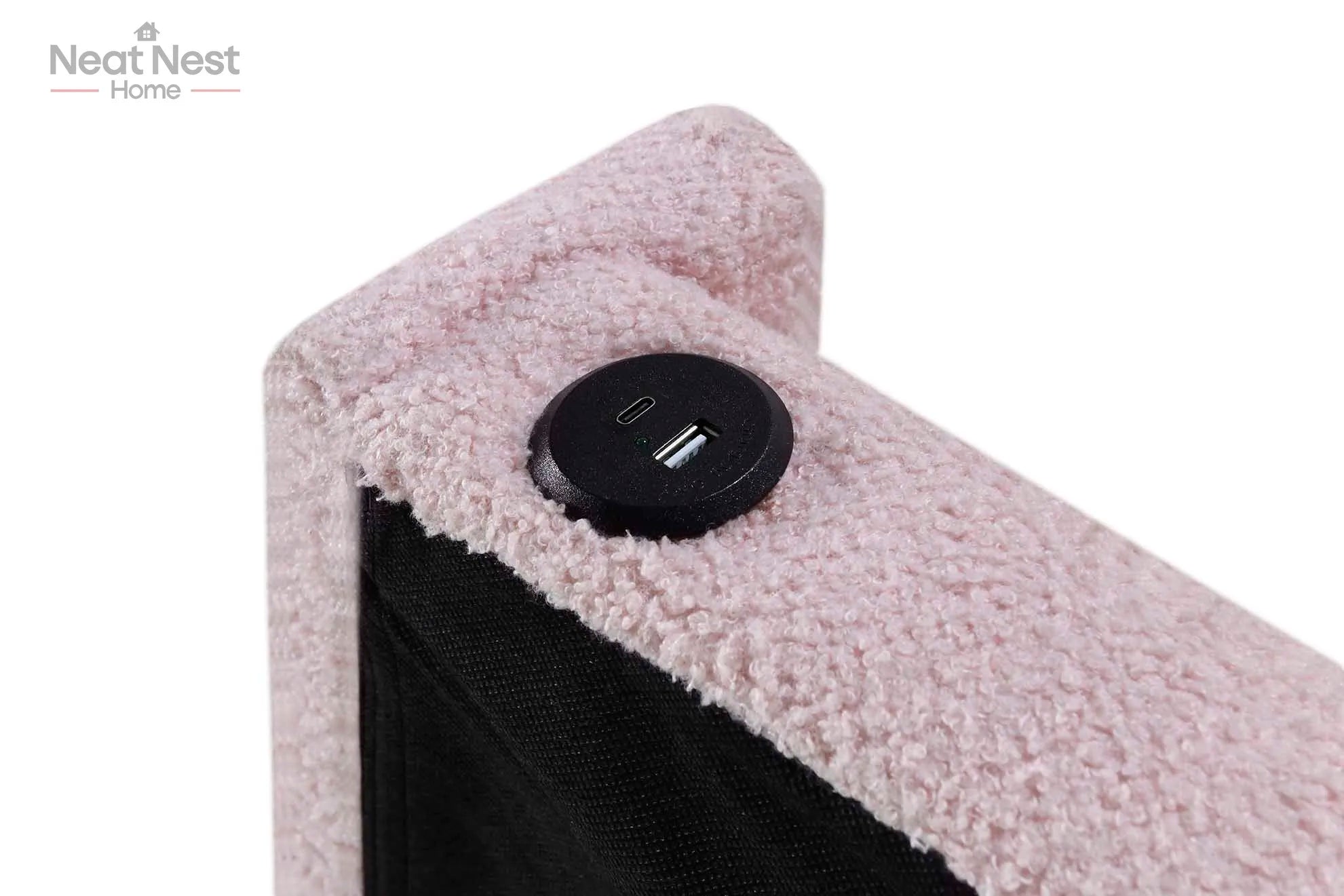 Pink Twin Size Bed Frame with Removable Trundle USB Functionality, Single Bed .Bedroom Furniture No Box Spring Required Bed Frame