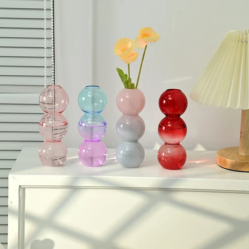 Glass Bubble Vases Hydroponic Flower Vase Creative Spherical Flower Vases Stained Bubble Glass Vase Home Office Decor