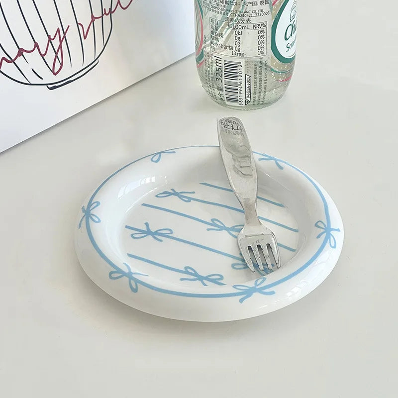 Heart Bow Ceramic Tableware Set Creative Breakfast Dessert Cake Plate