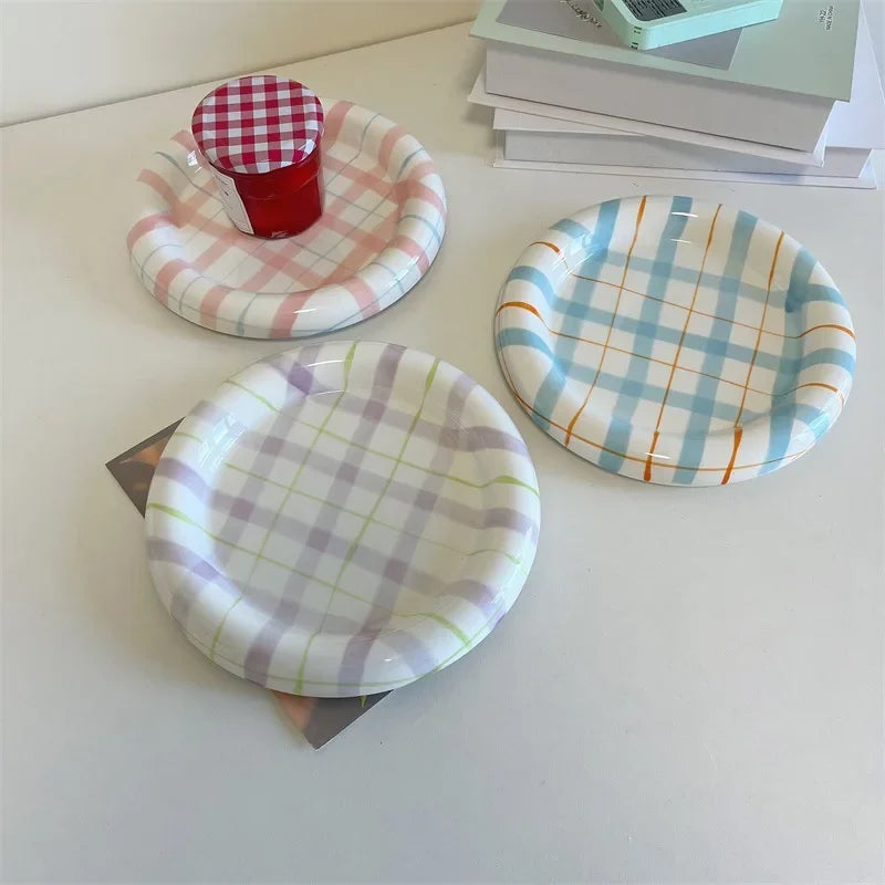 Cream Luxury Plate Dish Food Grade Ceramic Tableware