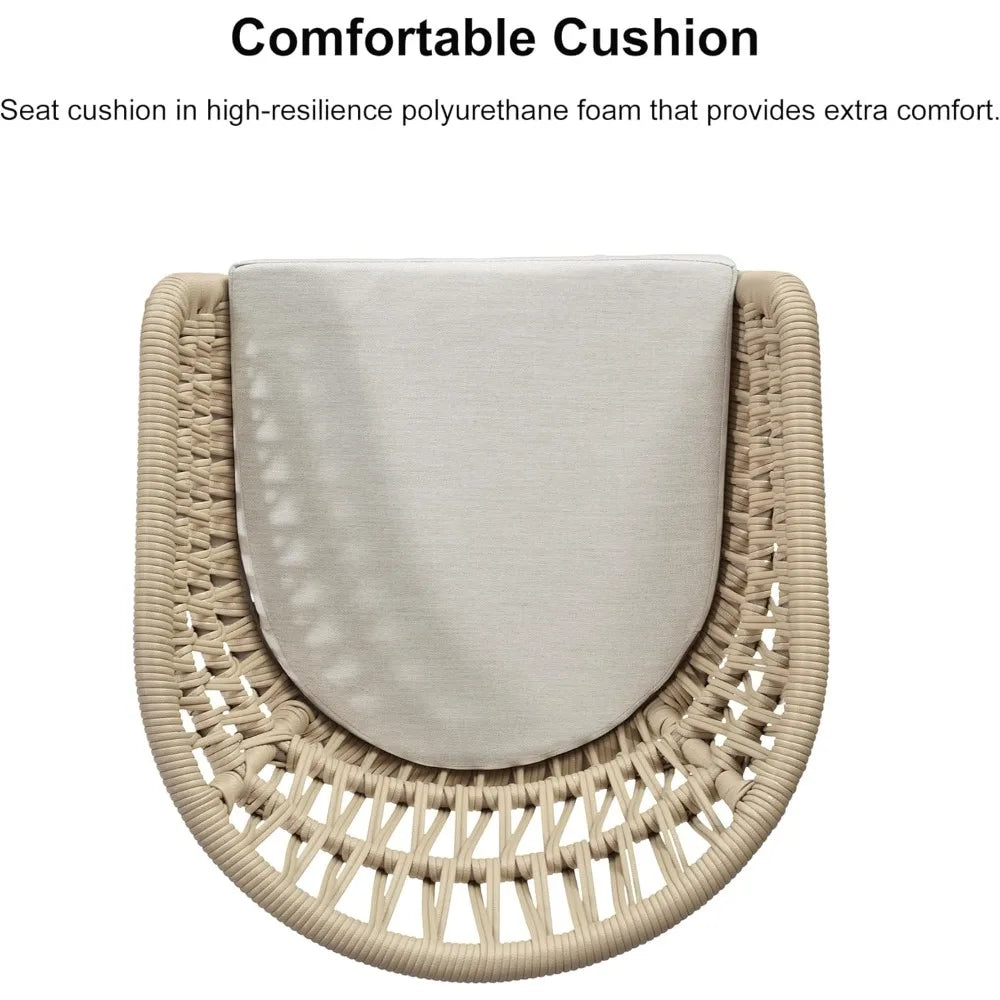 Outdoor Rattan Counter Height Bar Stools Chair, Modern Upholstered Patio Bar Stool with Backrest for Indoor and Outdoor Kitchen