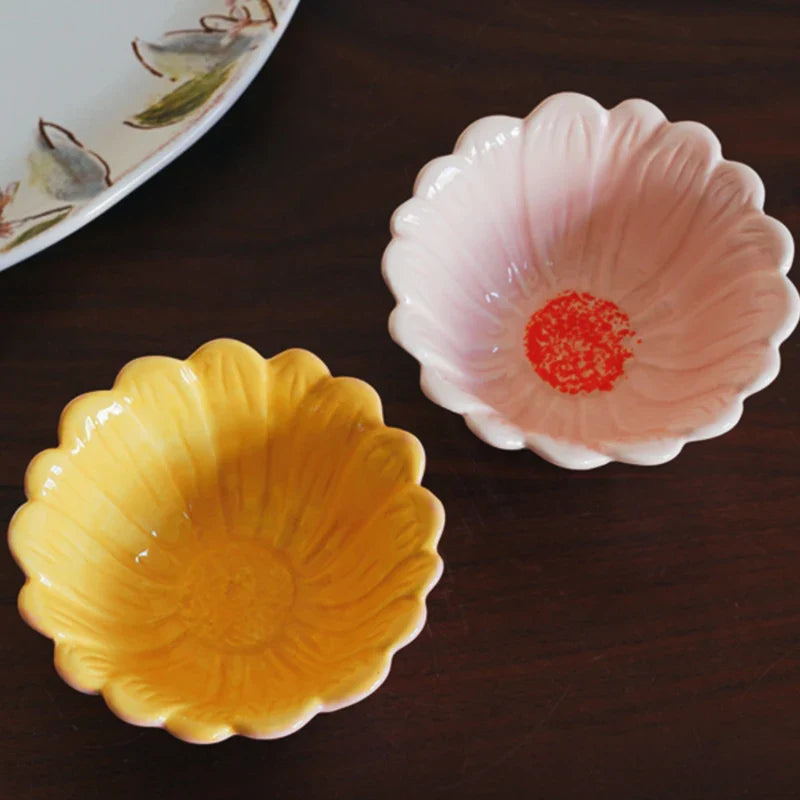 Ceramic Bowl 4.5 Inch Small Creative Floral Shape Dessert Bowl