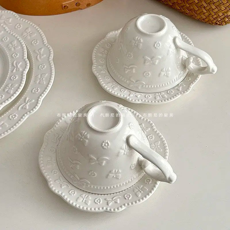 White French Lace Cup and Plate Set