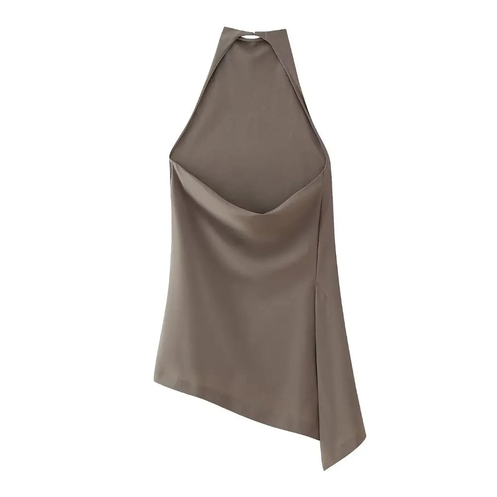 Halter Backless Tops Woman Tanks Camis Asymmetric Off Shoulder Long Top and Pants