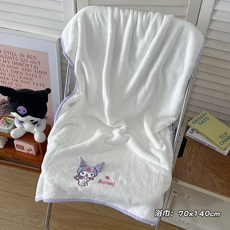 Sanrio Hellokitty Anime Body Bath Towel Pink Beauty Melody Soft face hand Microfiber Towel Fitness Sports Spa Bathrobe