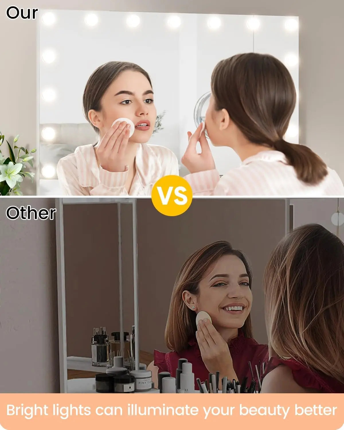 Vanity Mirror with Lights 17 Dimmable Led Bulbs Lighted 3 Color Modes Touch Control Makeup Mirror 3X Magnification