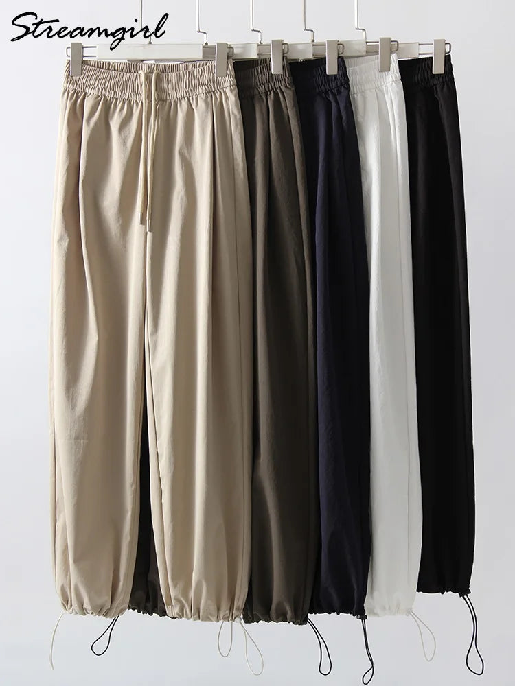 Summer Straight Leg Sweatpants For Women High Waist Jogger Wide Leg Trousers Women's Sports Pants White Sweatpants Wtpants Women