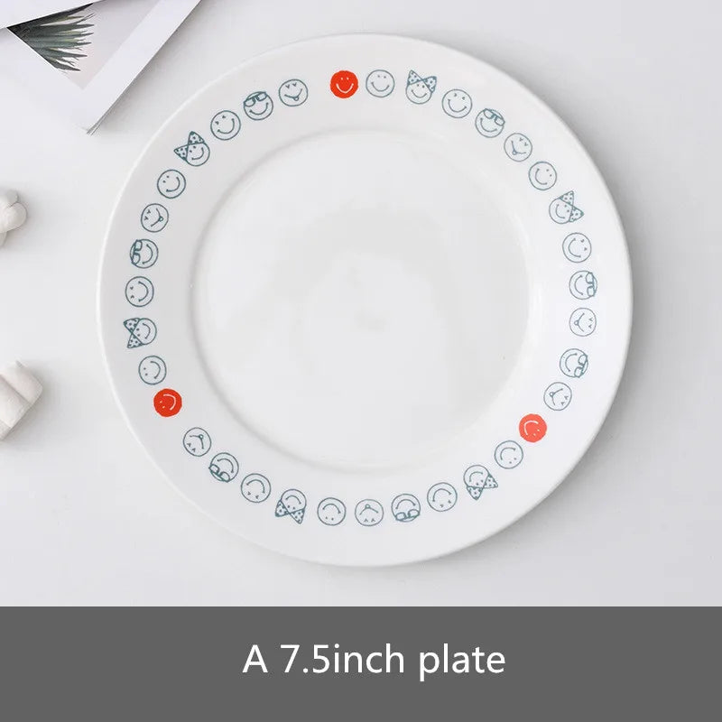 Garden Dragonfly Ceramic Dish Exquisite Round Ceramic Breakfast Dessert Plate Home Dish Plate High Temperature Resistant