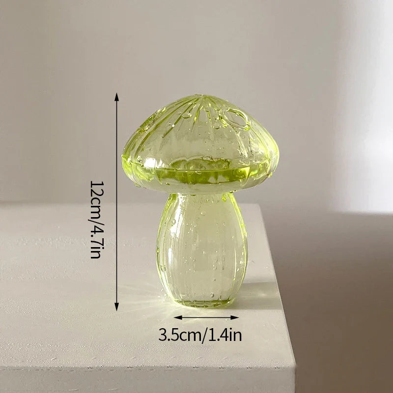 Mushroom Glass Vase Transparent Flower Pot Hydroponic Flower Bottle Jelly Color Plant Pots Aromatherapy Bottle Desktop Decor