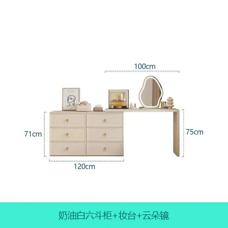 Pink Bedroom Dresser with Makeup Organizer, Comfortable Bedside Cabinet with Drawer for Clothes, Stylish Mirror Stand Furniture