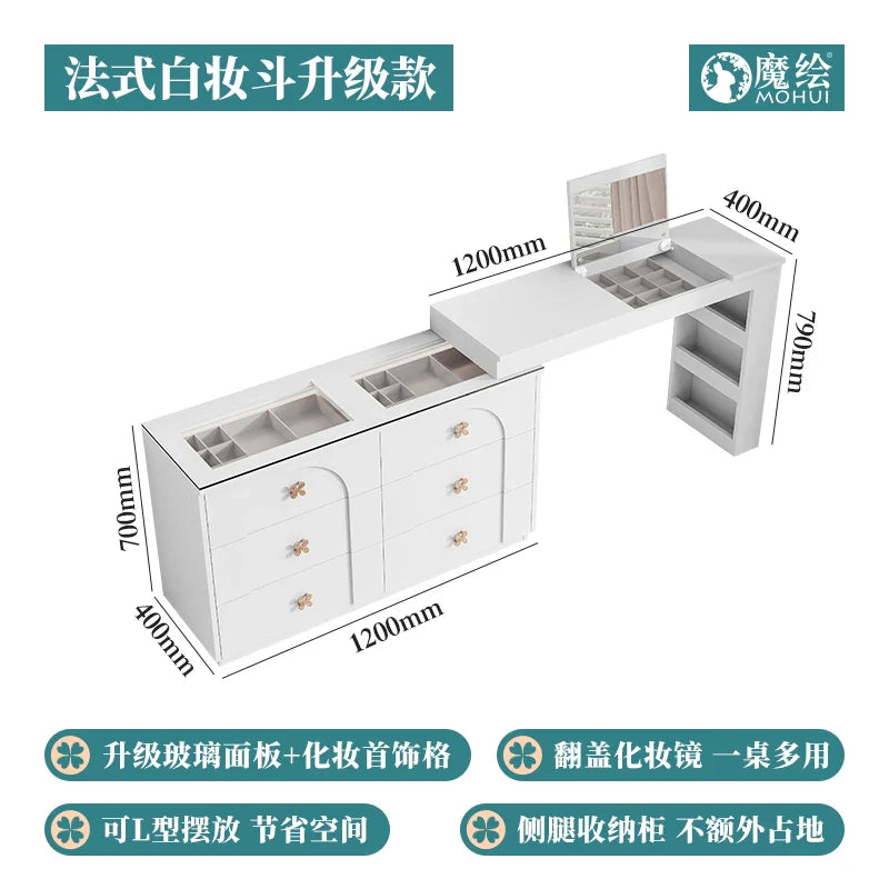Room Dresser Makeup Bedroom Drawers Mirror Storage Cabinet Hairstyles Comfortable Illuminated Furniture