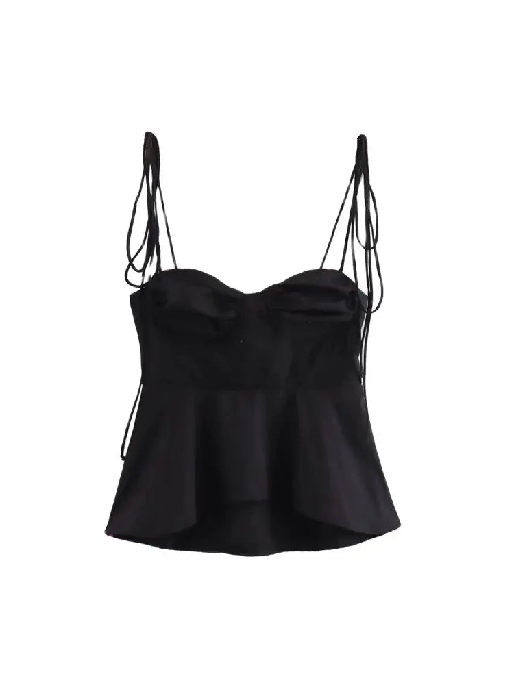 Lace String Asymmetric Bustier Tops for Women, Sweetheart Neck, Tied Thin Straps, Side Zipper, Female Camis, Sexy Fashion