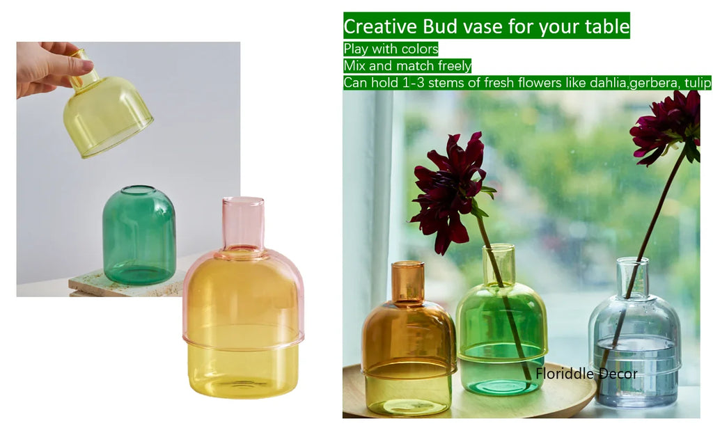 Set Mini Vases Terrarium Hydroponic Plant Pot Glass Vase