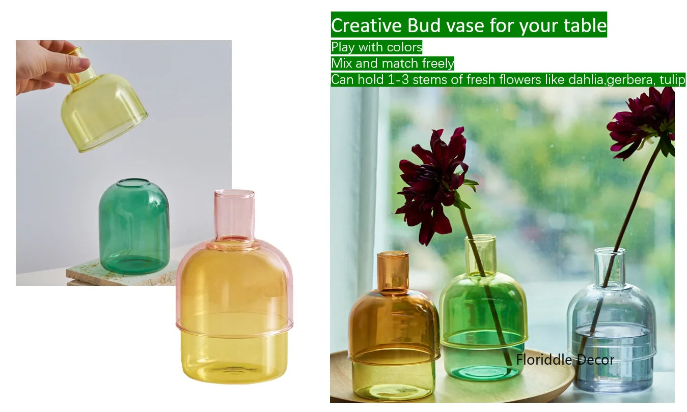 Set Mini Vases Terrarium Hydroponic Plant Pot Glass Vase