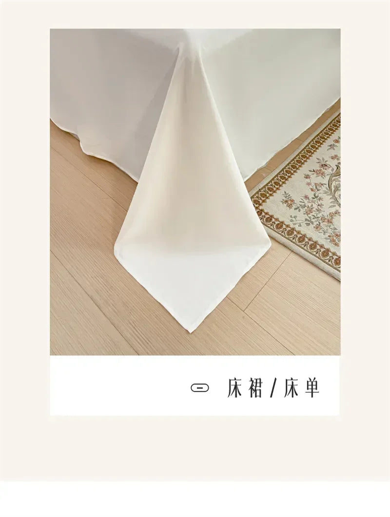 French Embroidered Lace Bubble Gauze Bedding Set Elegant Princess Style Duvet Cover Set Ruffled Comforter Cover Sets