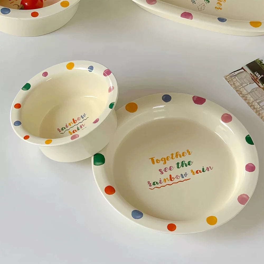 Colorful Dots Ceramic Porcelain m Tableware