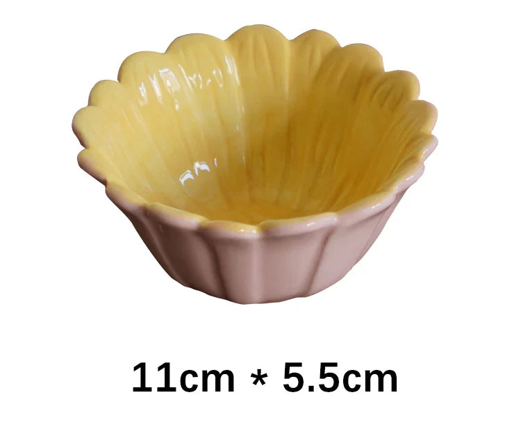 Ceramic Bowl 4.5 Inch Small Creative Floral Shape Dessert Bowl