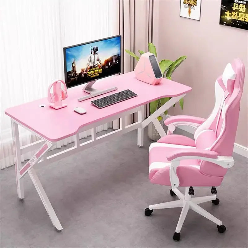 Pink Gaming Desk Girls Study Desk Laptop Table Computer Table Chair Live Gamer Home Live Desks Bedroom Desktop Gamer Desks