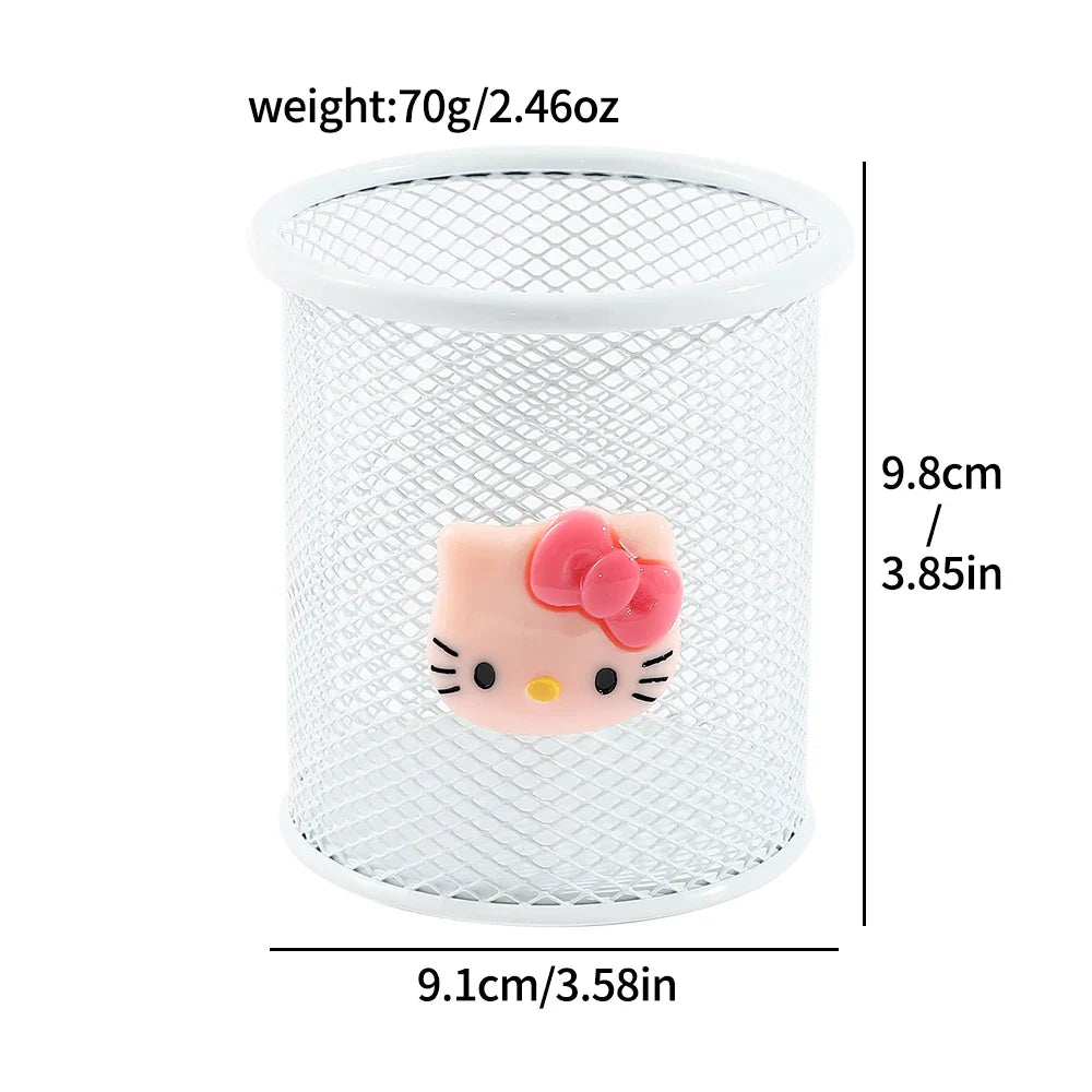 Sanrio Series Cute Hello Kitty Fashion Pen Holder Desktop Decorations Anime Fans Girl Creative Round Pen Holder