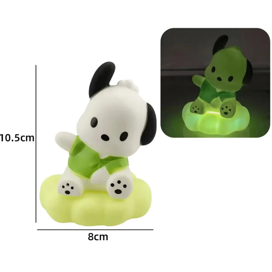 Kawaii Sanrios Night Light Enamel Cloud Cartoon Kuromi Cinnamoroll Pochacco Small Table Light Illuminating Decoration