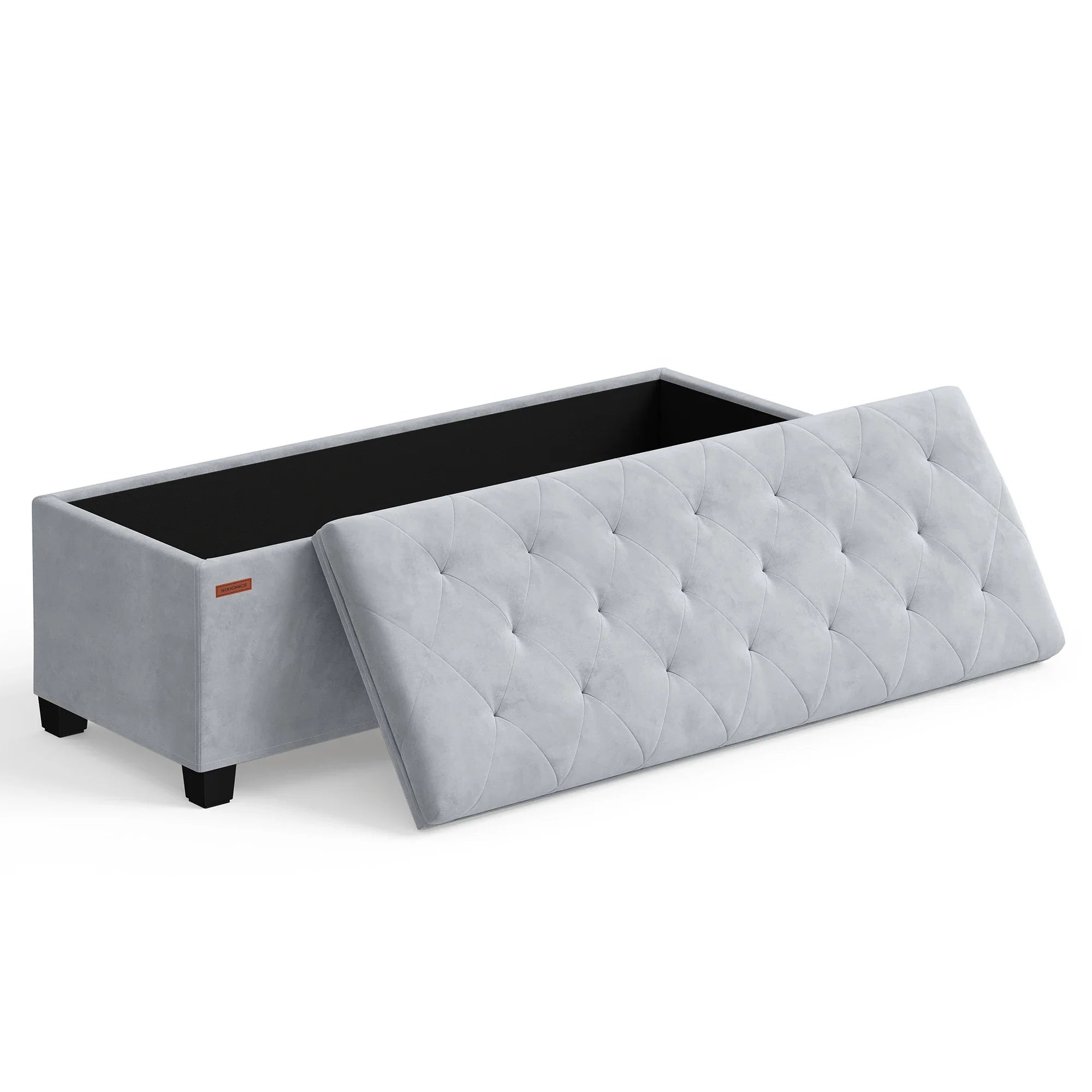 Velvet Storage Ottoman Bench, Foot Rest with Legs, 15.7 x 43 x 15.7 Inches, End of Bed Bench, Storage Chest