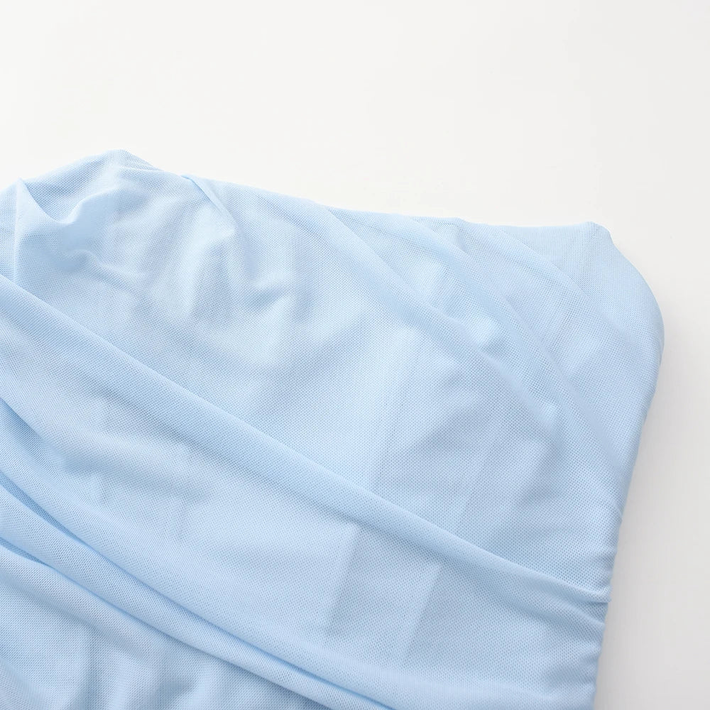 Elegant Women 2 Piece Dress Set Strapless Bodycon Crop Top and Maxi Skirt Set