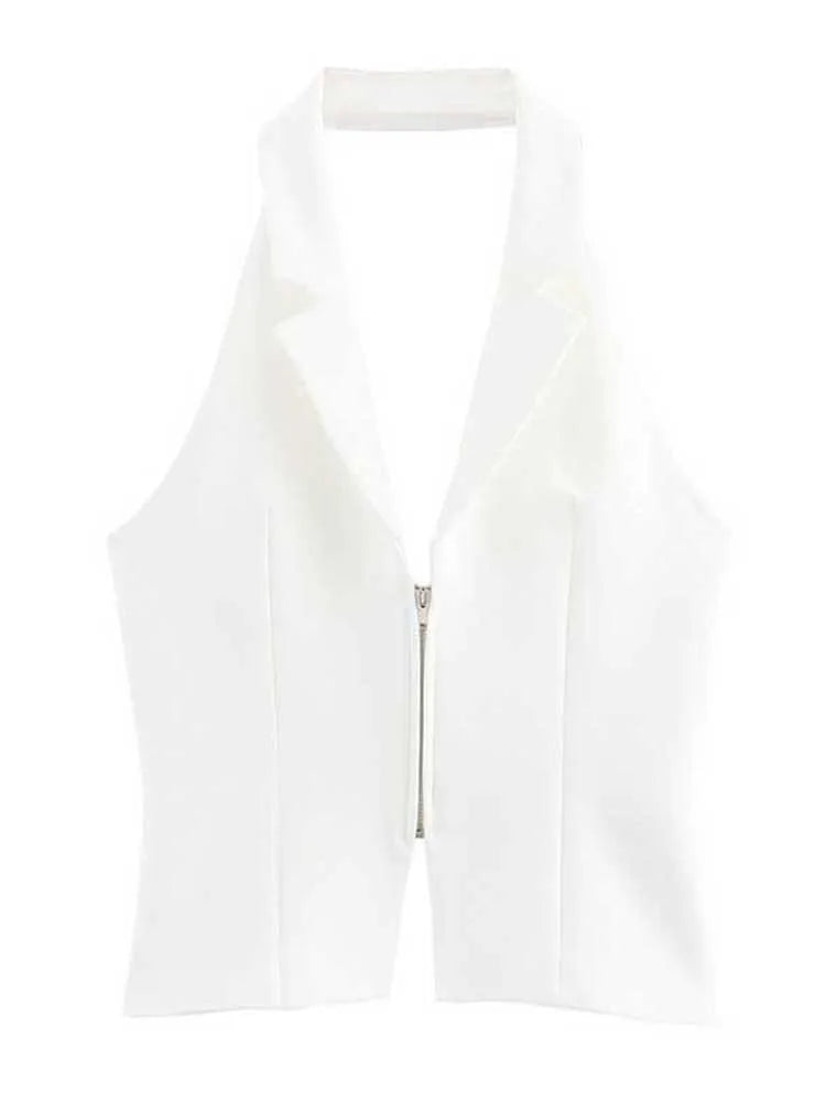 Women Sexy Backless Strapless Halter Corset Tops Side Zipper Lady Slim Camis Female Solid Chic Tops