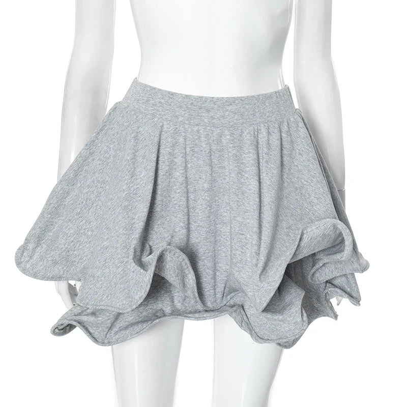 Irregular Tierred Mini Skirts Women Y2K Chic Puffy Wild Basic Coquette Style